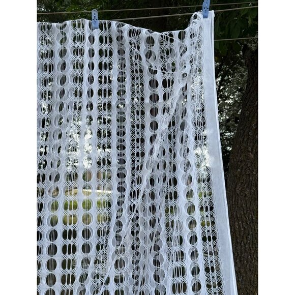 Vintage Retro Mod 1970's Woven Op Art Optical Curtain Fabric ~ White - Picture 5 of 6